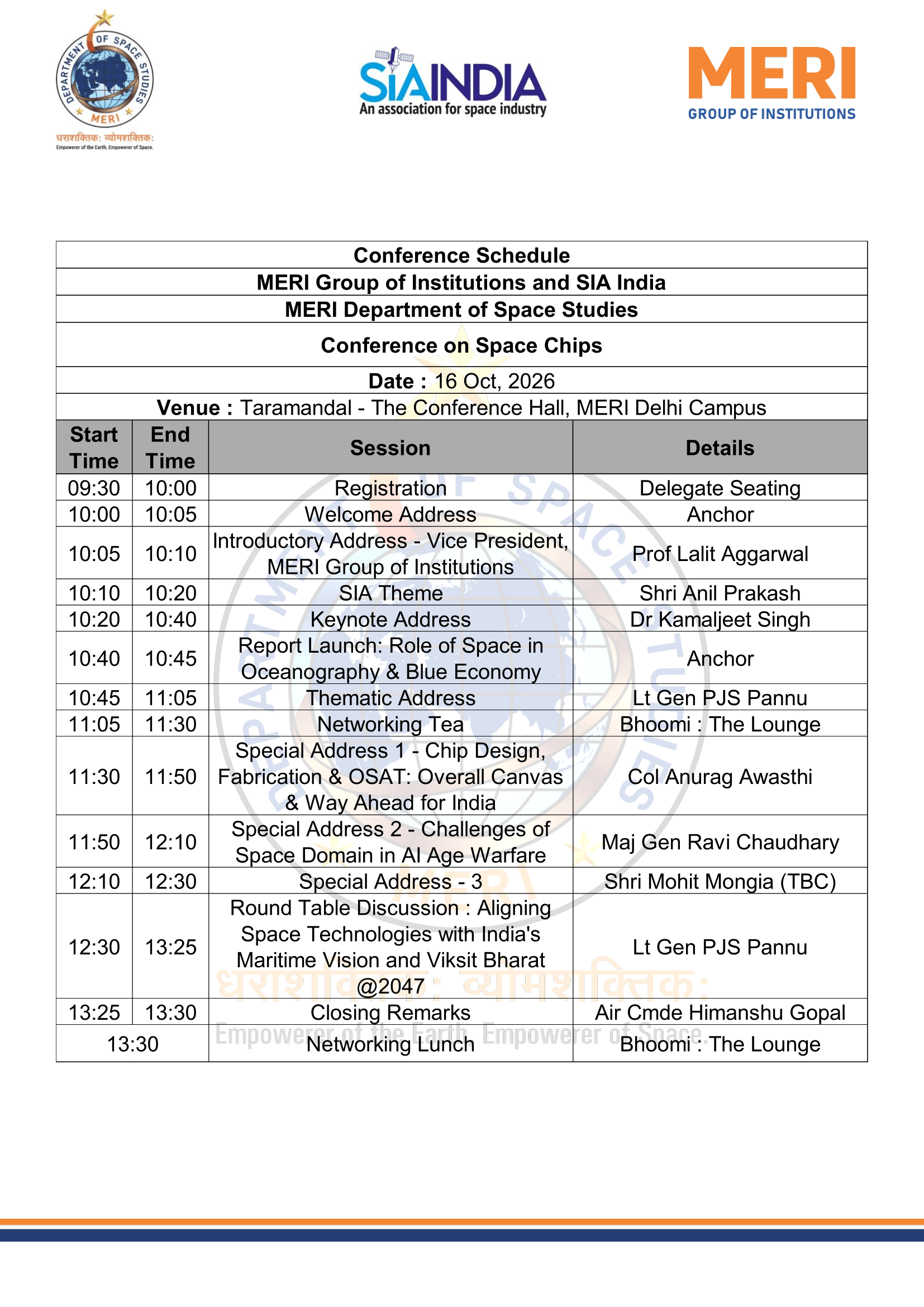 schedule space chips conference